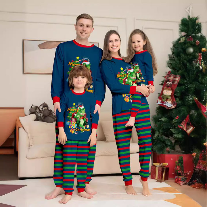Tyrannosaurus Letter Christmas Tree Printing Parent-child Suit Pajamas Hanzuva