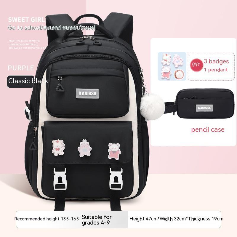 Girls' Waterproof Backpack Wear-resistant Large Capacity