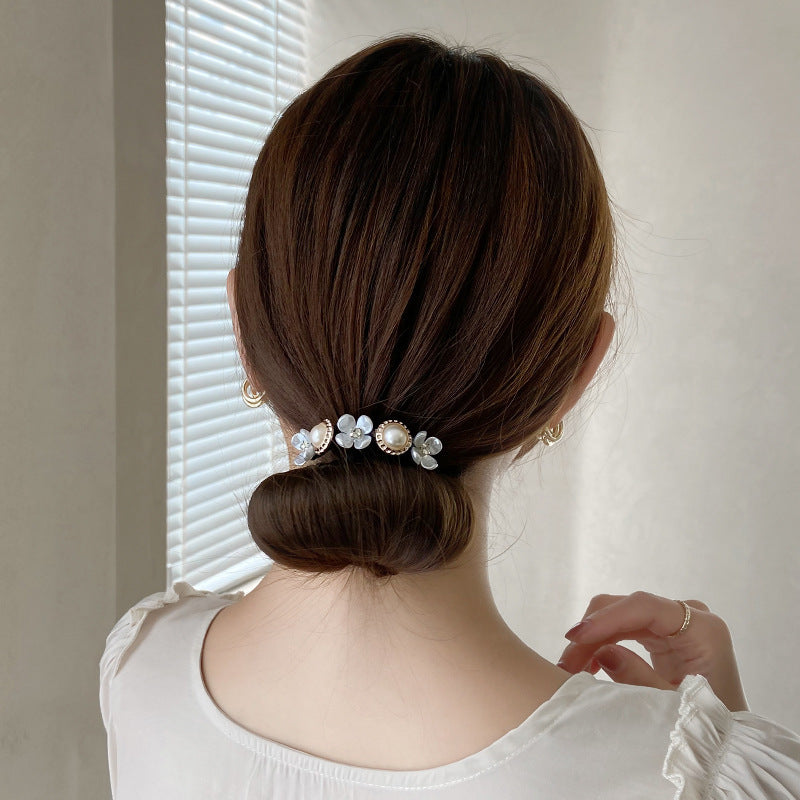 Simple Fluffy Bun Half Bun Hair Tie Elastic Lazy Flower Bud Hairpin Hair Accessories