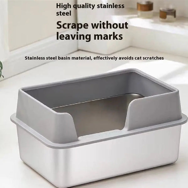 Stainless Steel Litter Box High Fence Anti-splash Hanzuva