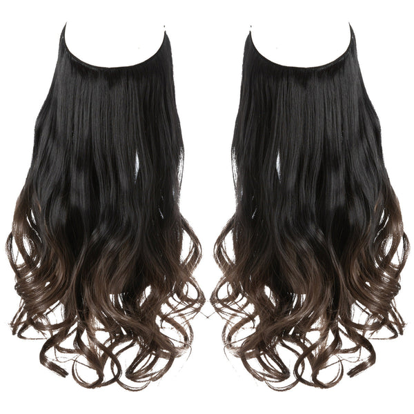 Wig Female Fish Line Type Long Curly Hair Chemical Fiber Extension Piece Matte High Temperature Silk Fish Silk Thread Wig Piece Hanzuva