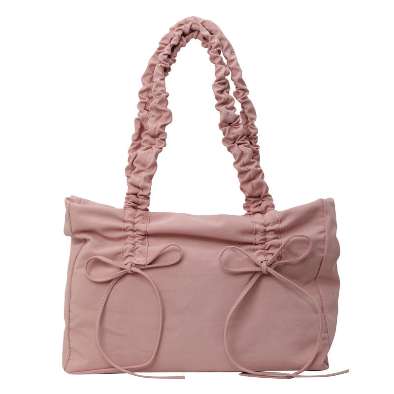 Pleated Large Capacity Bag Female Korean Style Simple And Casual Tote Bag Commuter Shoulder Bag
