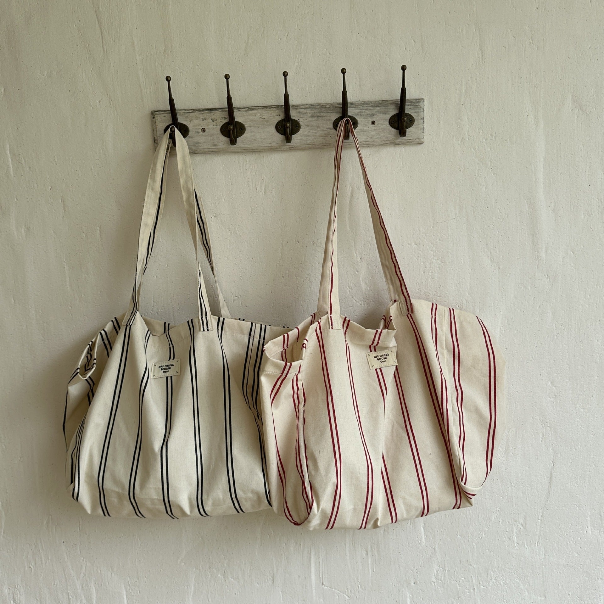 One-shoulder Striped Large Capacity Cloth Simple Bag