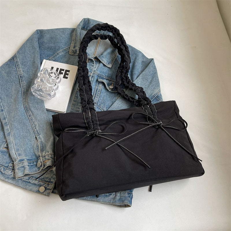 Pleated Large Capacity Bag Female Korean Style Simple And Casual Tote Bag Commuter Shoulder Bag
