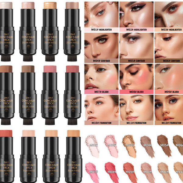 Highlight Blush Double-headed Contour Stick With Brush Hanzuva