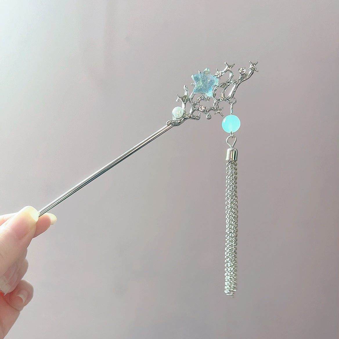 Chinese Style Cool Ice Crystal Moonstone Hairpin