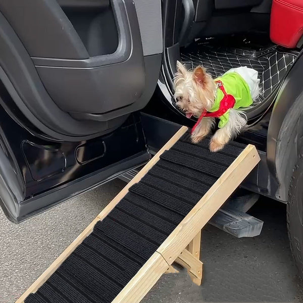 Wooden Adjustable Pet Dog Ladder Foldable Portable Non-slip Ramp Hanzuva
