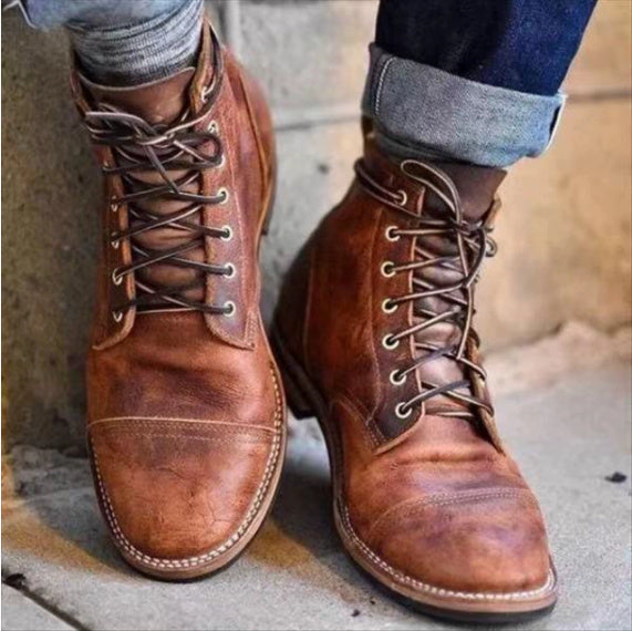 Front Strap Round Toe Motorcycle Boots