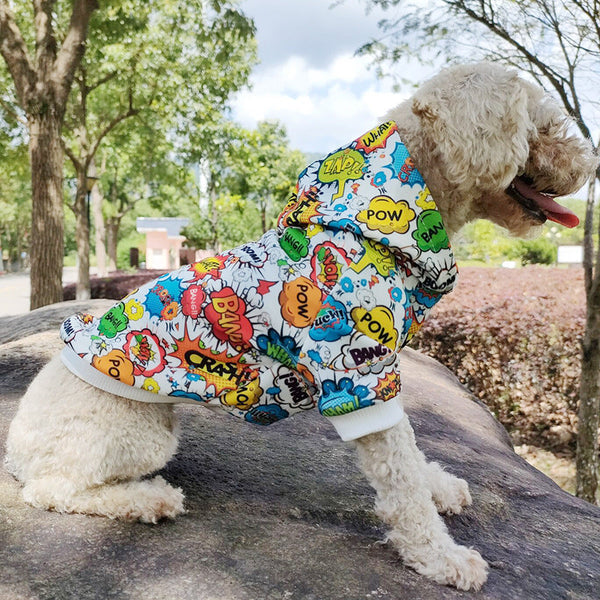 Dog clothes net red same graffiti print pet clothes letter pet Hoodie Hanzuva
