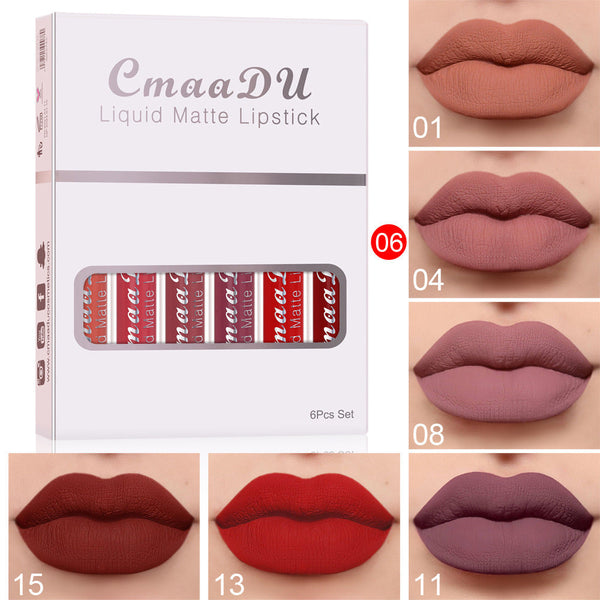 6 Boxes Of Matte Non-stick Cup Waterproof Lipstick Long Lasting Lip Gloss Hanzuva