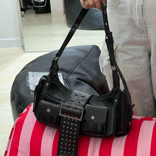 Fashion Hot Girl Motorcycle Rivet Bag Female Hanzuva