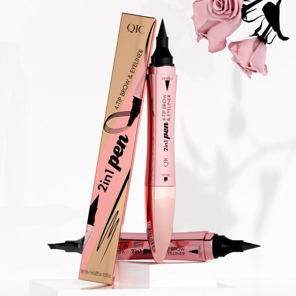 Double-headed 3D Micro-carved Liquid Four-fork Eyebrow Pencil Eyeliner 2-in-one Dual-purpose Eye Hanzuva