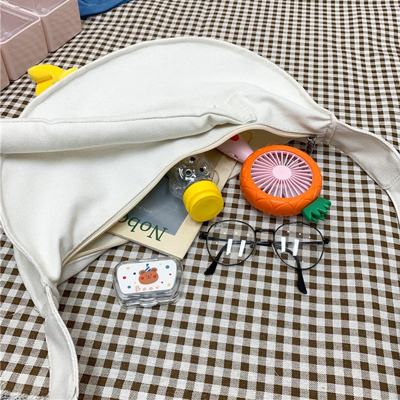 Cute Duck Head Canvas Bag Female  Funny Cute Ugly Duck Bag Student Messenger Bag