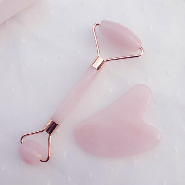 Natural Powder Crystal Jade Roller Beauty Face-lifting Double-head Massager Hanzuva