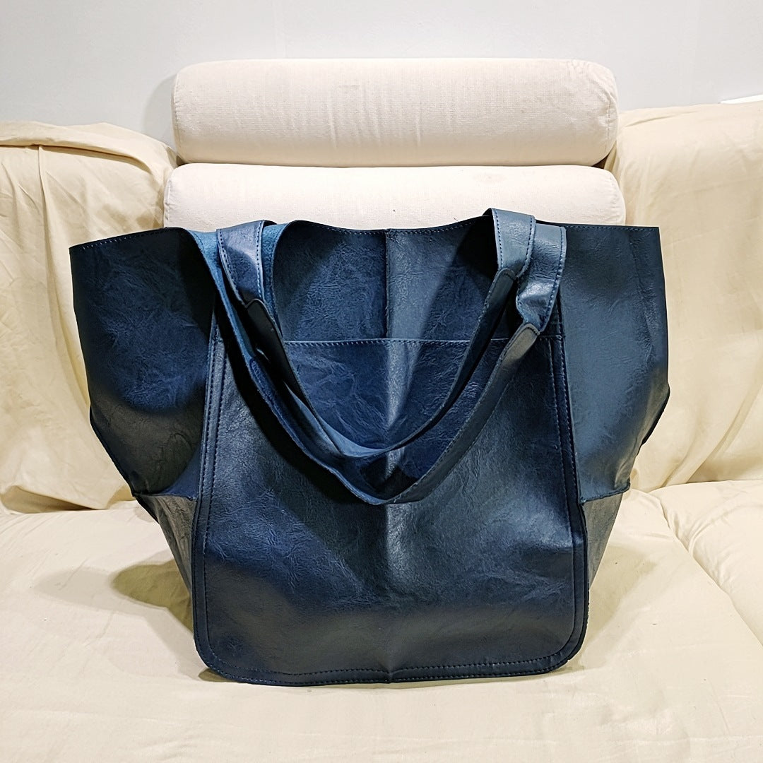 Vintage Large Capacity Handbags PU Soft Leather Big Bag Designer Luxury Women Shoulder Bag Beach On Vacation Woman Tote Bag Hanzuva