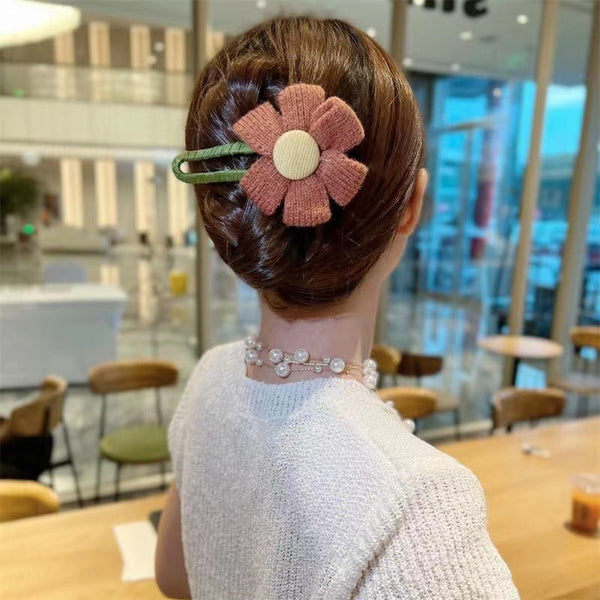 Large Cloth Flower Hairpin Hair Curling At The Back Of The Head High-end Mori Clip Hanzuva