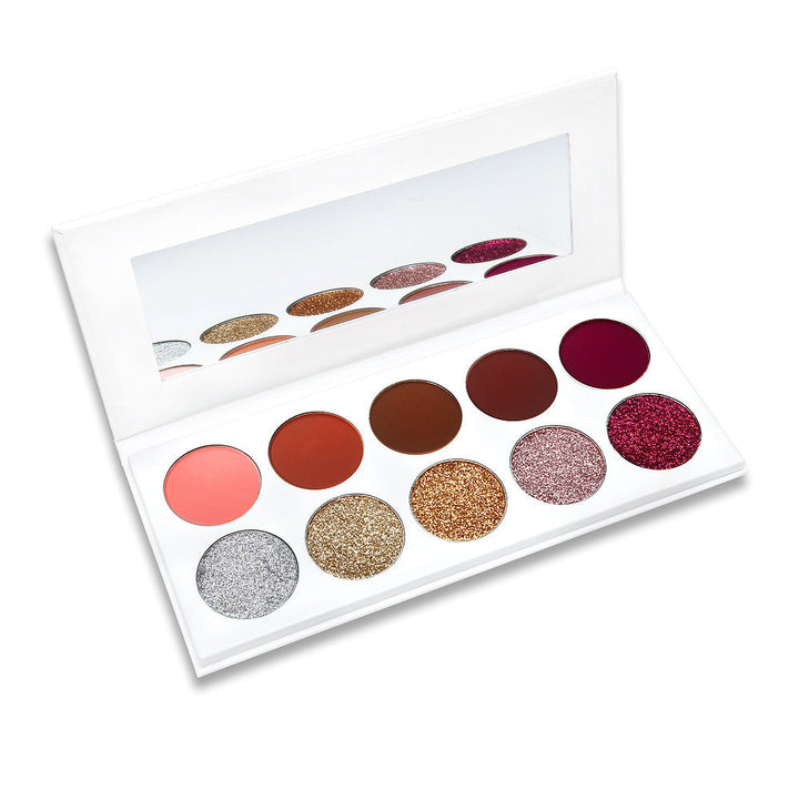 10-color Eyeshadow Palette 5-color Matte Plus 5-color Glitter Powder Hanzuva