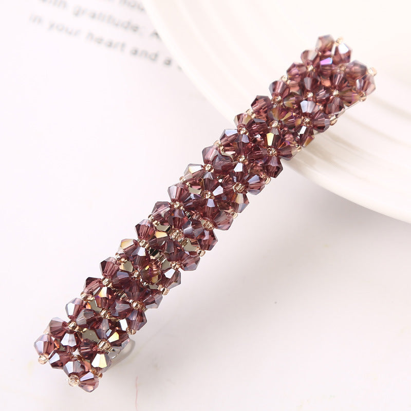 Simple Crystal Crystal Fishing Line Braided Spring Clip Barrettes