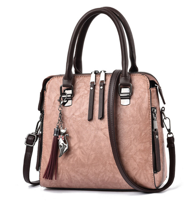 Vintage Handbag Women PU Leather Tassel Top-handle Bag Fashion Lady Tote Luxury Large Capacity Shoulder Bag Hanzuva