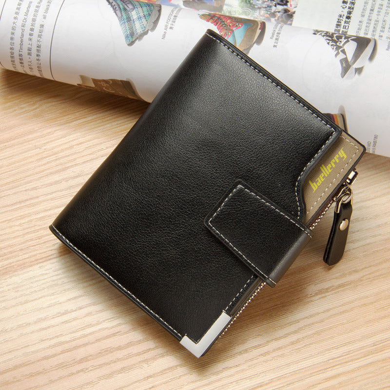 Men's Wallet Multi-function Wallet With Zipper Buckle Tri-fold Coin Purse