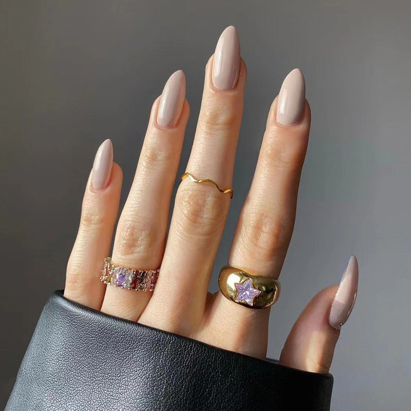 Wear Armor Mid-length  Solid Color Nail Shaped Piece