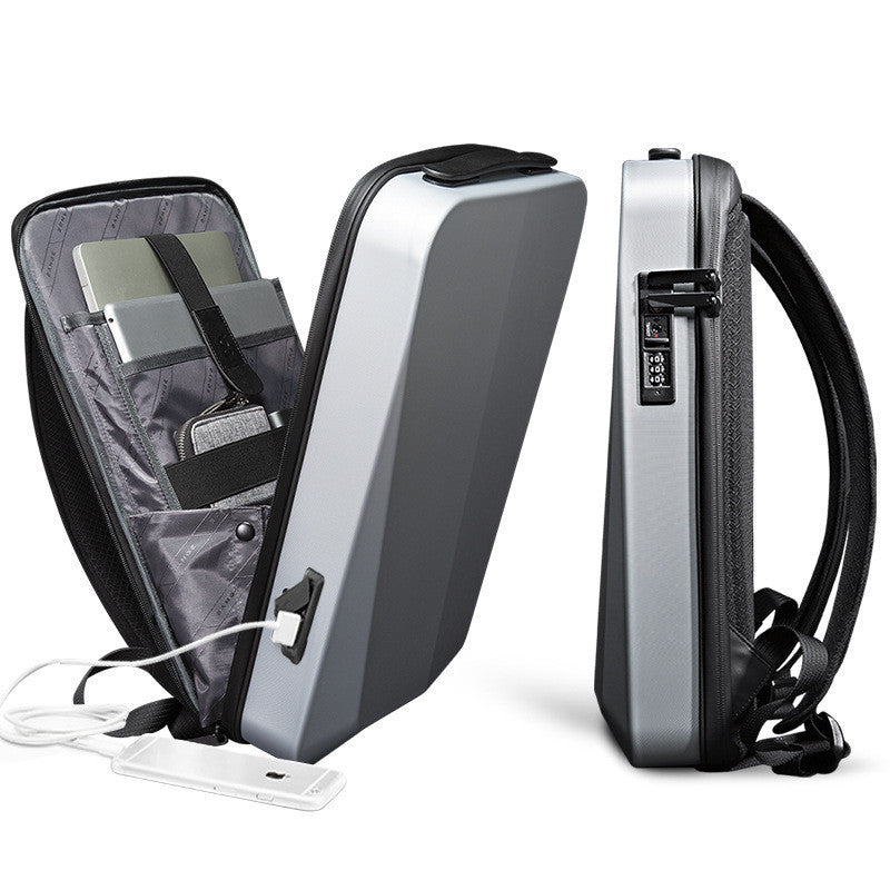 New Male Business Plastic Hard Shell Computer Backpack Waterproof