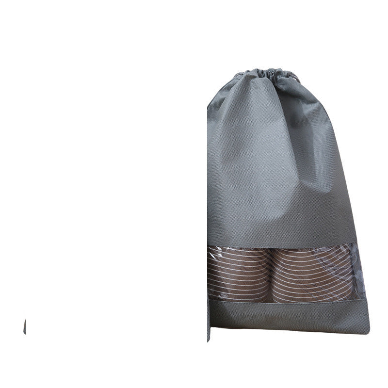 Non Woven Travel Transparent Dustproof Portable Drawstring Shoe Bag