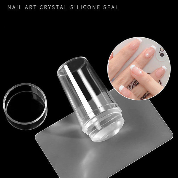 2.8cm Covered Nail Art Printing French Nail Seal Tool With Scraper Hanzuva