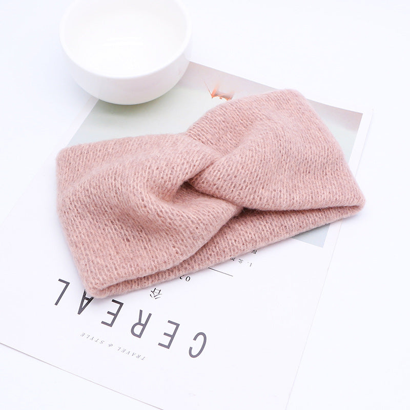 Woven Knitted Turban Headband Sweet And Versatile Wide-brim Headdress