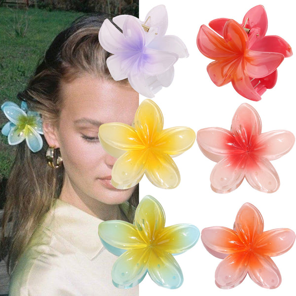 Muweordy Plumeria Hair Clips Flower Hair Clip Trendy Hair Claw Clip Popular Hair Catch Korean Hair Accessories For Women Hanzuva