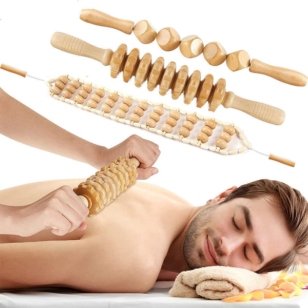 3pcs Wooden Anti-Cellulite Massage Tool Hand Roller Hanzuva