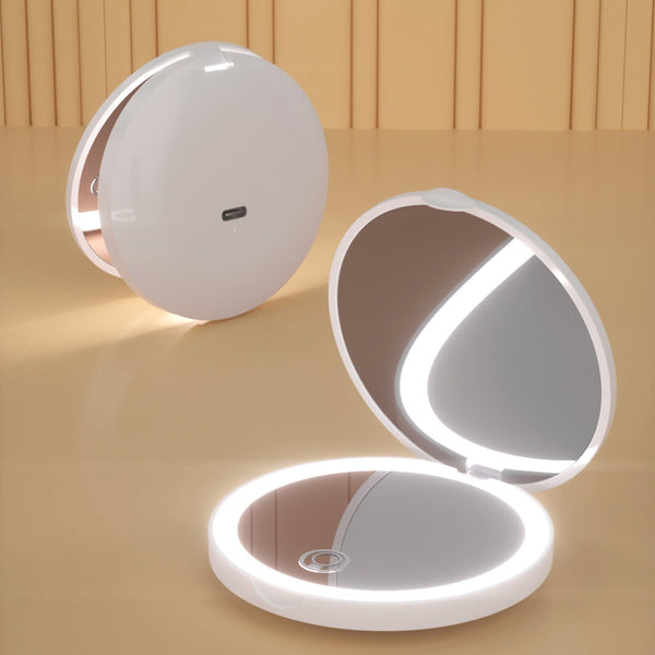 Portable Folding Led Luminous With 2X Amplification Rechargeable Portable Led Make-up Mirror Hanzuva