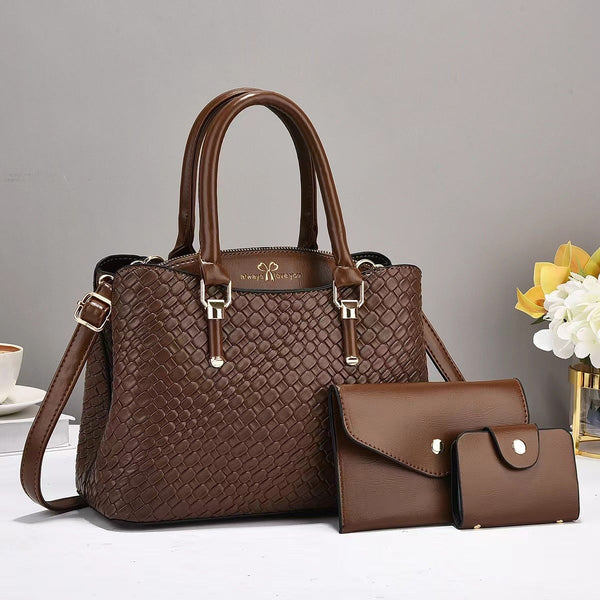 Woven Texture Three-piece Set Large Capacity One Shoulder Combination Bags Hanzuva