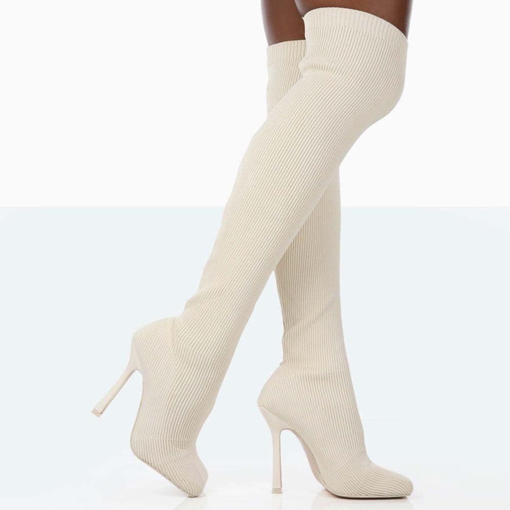 Europe And The United States Foreign Trade Large Size High With Fine Heel Stretch Boots Female Hanzuva
