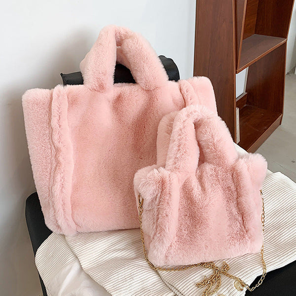 Winter Bags Chain Plush Handbag Totes Women Shoulder Bag Hanzuva