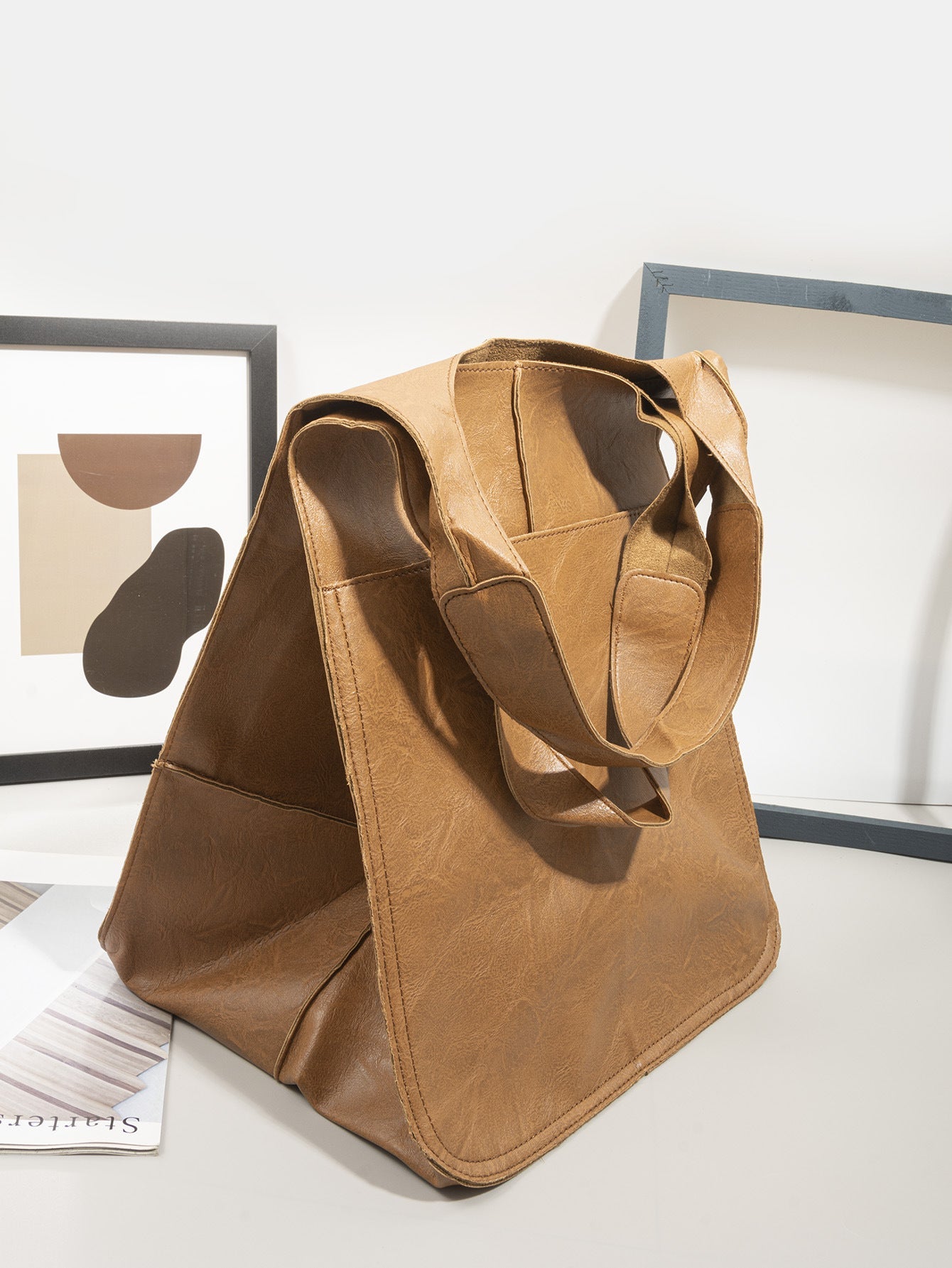 Vintage Large Capacity Handbags PU Soft Leather Big Bag Designer Luxury Women Shoulder Bag Beach On Vacation Woman Tote Bag Hanzuva