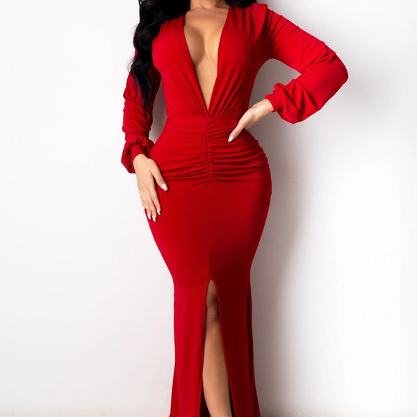 Women's Large V-neck Slim-fit Nightclub Evening Dress Hanzuva