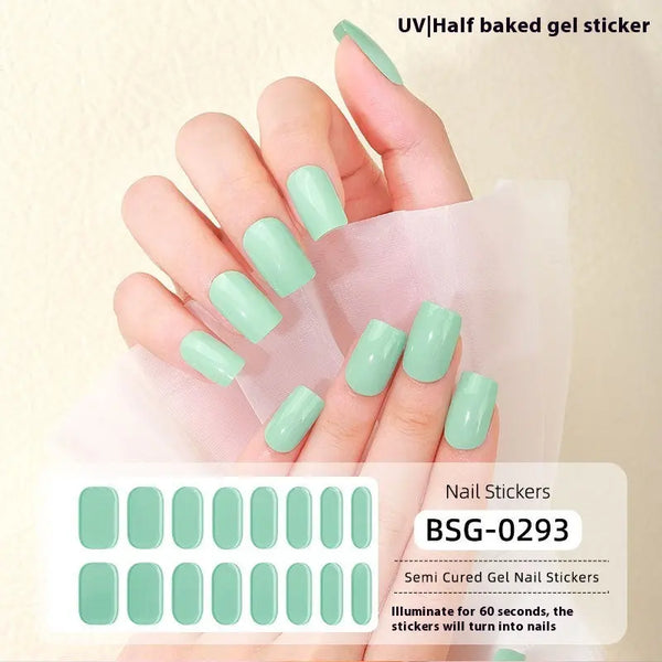 Pure Color UV Gel Nail Sticker Semi-curing Gel Nail Stickers Heating Lamp Hanzuva
