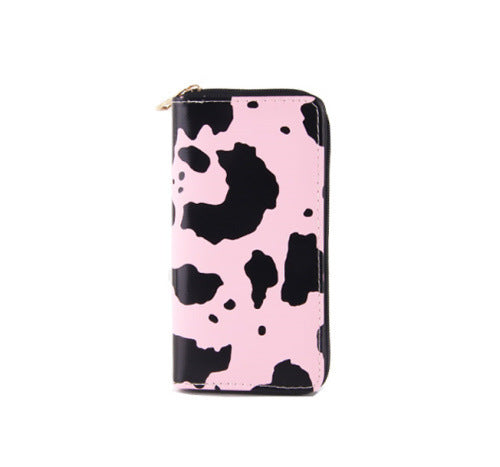 Cow Pattern Ladies Wallet PU Long Zipper