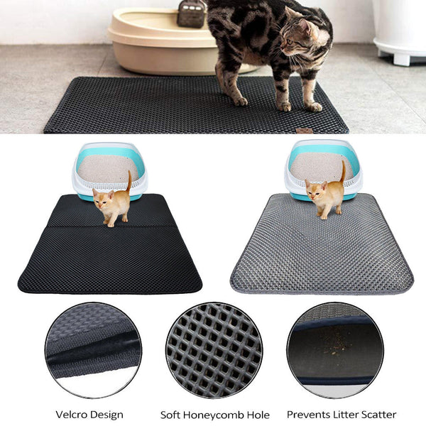Double Layer Litter Cat Bed Pads Pet Cat Litter Mat Trapping Pets Litter Box Mat Pet Product Bed For Cats House Clean Mat Hanzuva