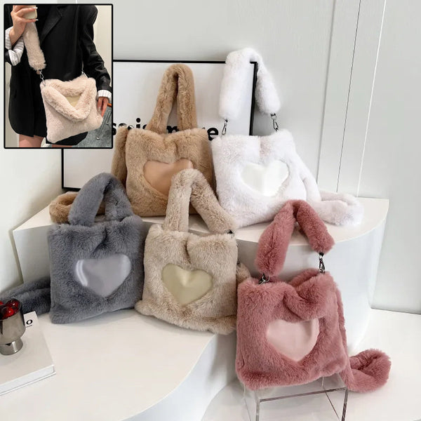Women Fluffy Shoulder Bag Top-handle Bag Female Autumn Winter Handbag Plush Tote Girls Fashion Shopping Bags Handbags For Women Hanzuva