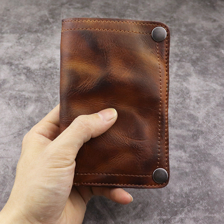 First Layer Skeleton-skin Wallet Retro European American Style Men's Long Type Multiple Card Slots Multi-functional Wallet Card Holder Male Factory Wholesale