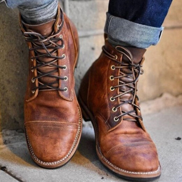 Front Strap Round Toe Motorcycle Boots Hanzuva