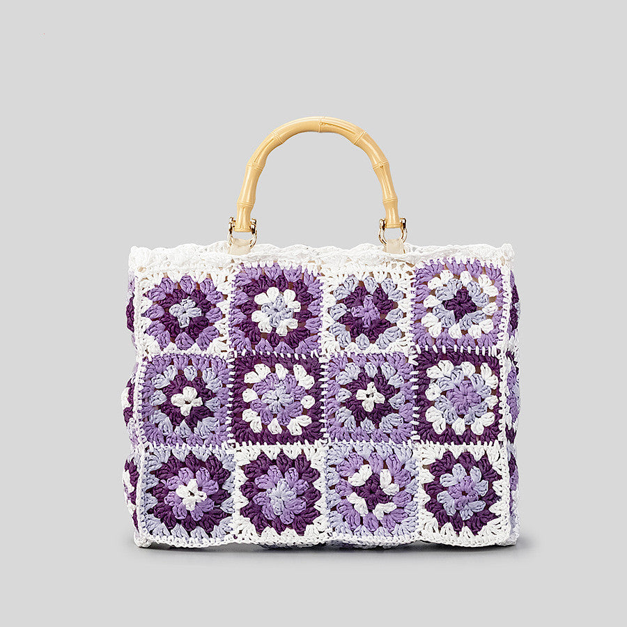 Grandmother Contrasting Color Grass Woven Bag Women's Bamboo Festival
