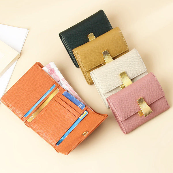 Women's High Sense Niche 70 Off Short Style Multiple Card Slots Multi-functional Leather Wallet Hanzuva